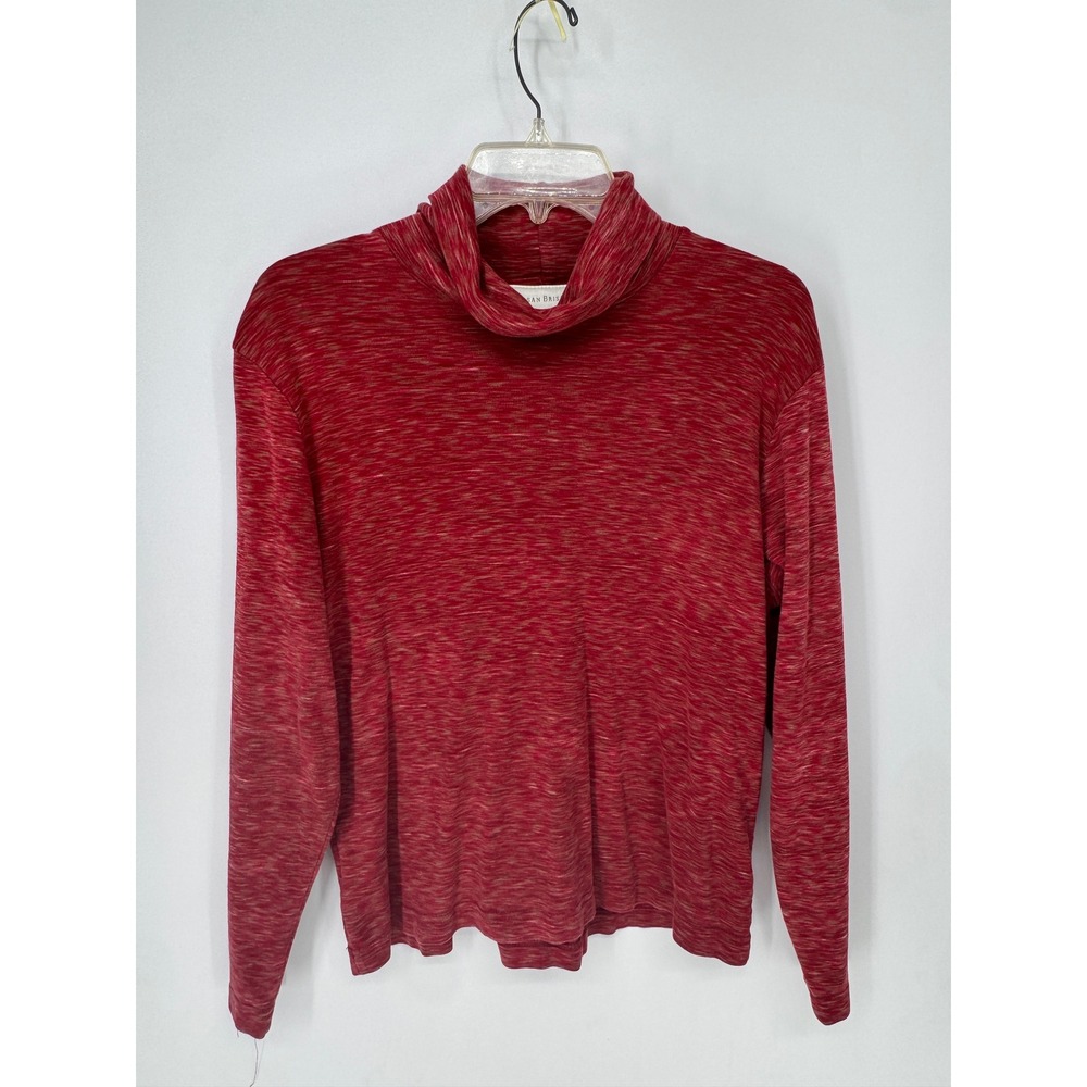 Susan Bristol Turtleneck Women XL Red EUC Space Dye Cotton Long Sleeve Top